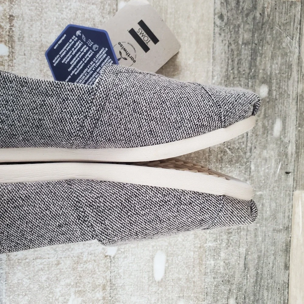 Toms Alpargata Womens Flats Sz 5 Black Earthwise Heathered Knit Slip On Loafers - Picture 7 of 12